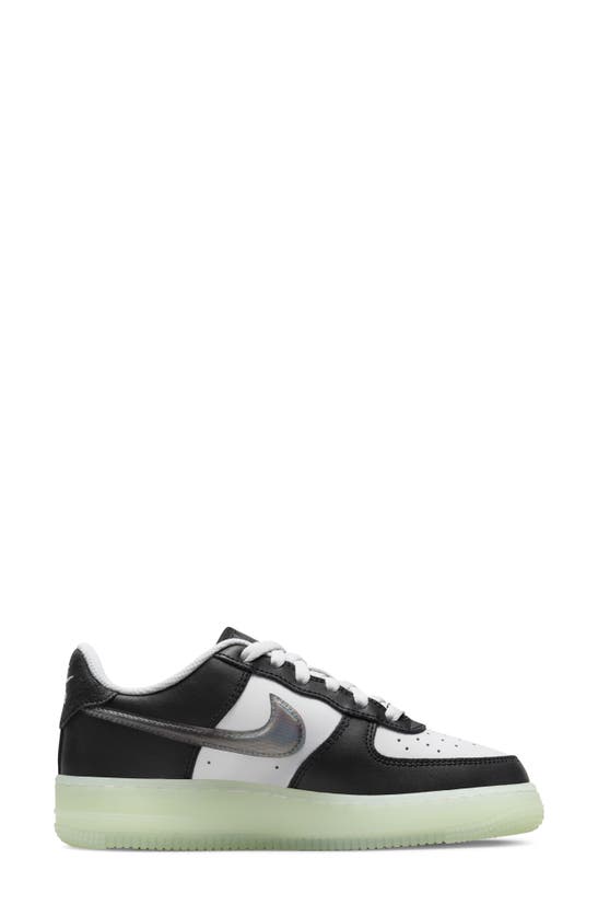Shop Nike Kids' Air Force 1 Lv8 Sneaker In White/ Black/ Vapor Green