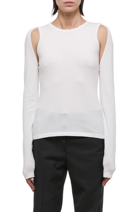 Helmut Lang Cutout Crewneck Sweater In White