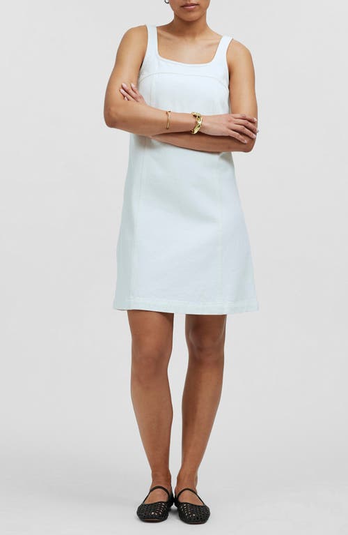 Denim A-Line Sleeveless Minidress in Tile White