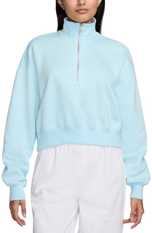 Shop Nike Sportswear Phoenix Fleece Crop Sweatshirt In Glacier Blue/sail