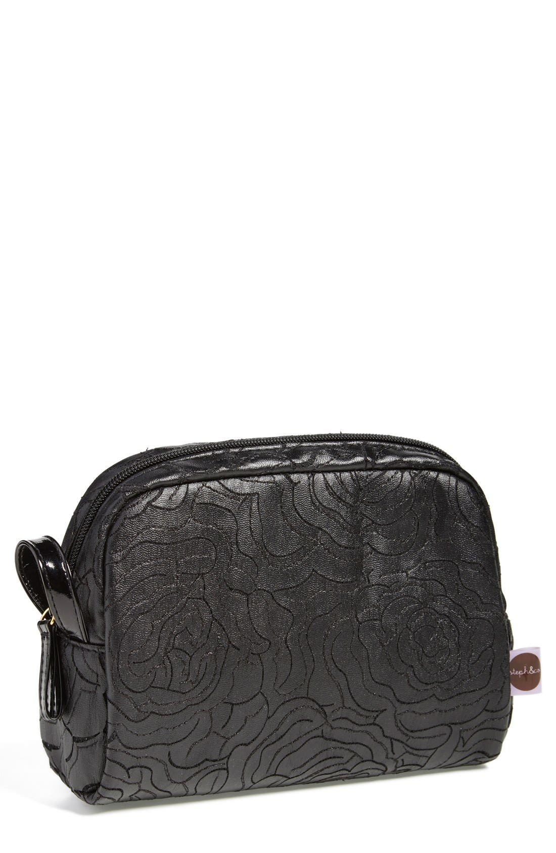 steph&co. 'Black Rose Medium' Cosmetics Bag (Nordstrom Exclusive) Nordstrom