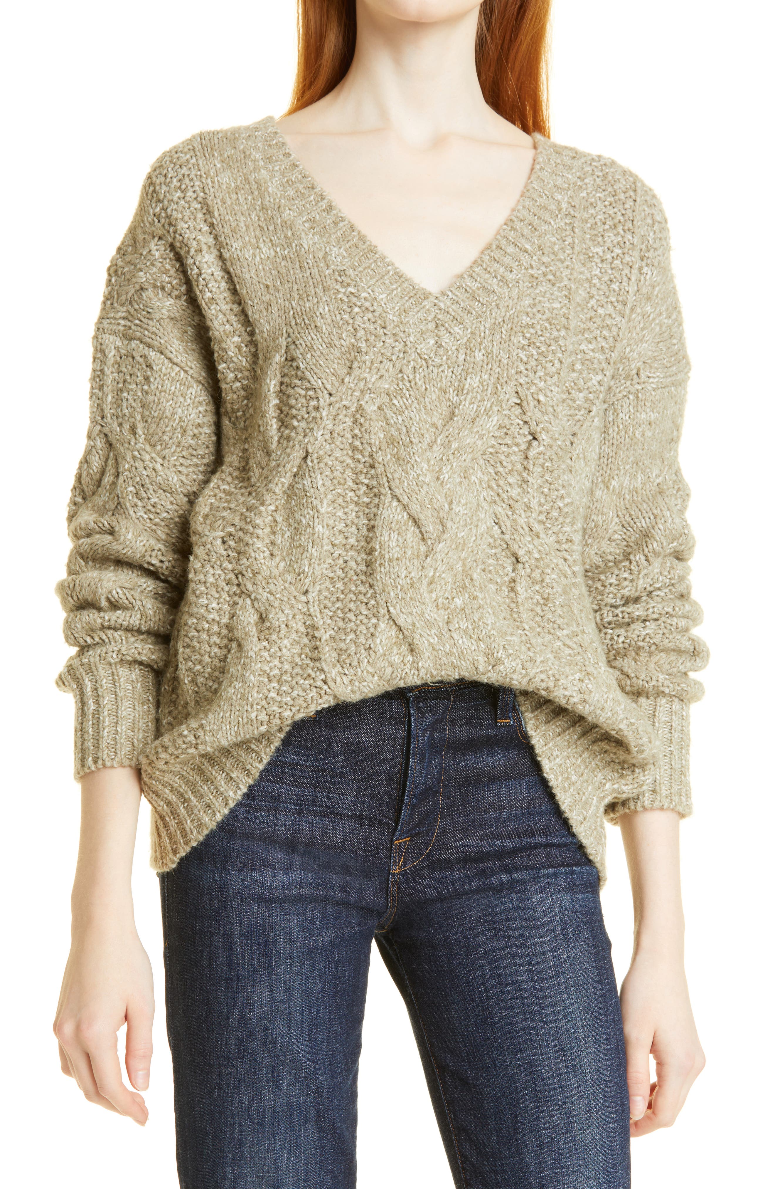 LINE & Label Alma Cable Knit Sweater in Willow at Nordstrom