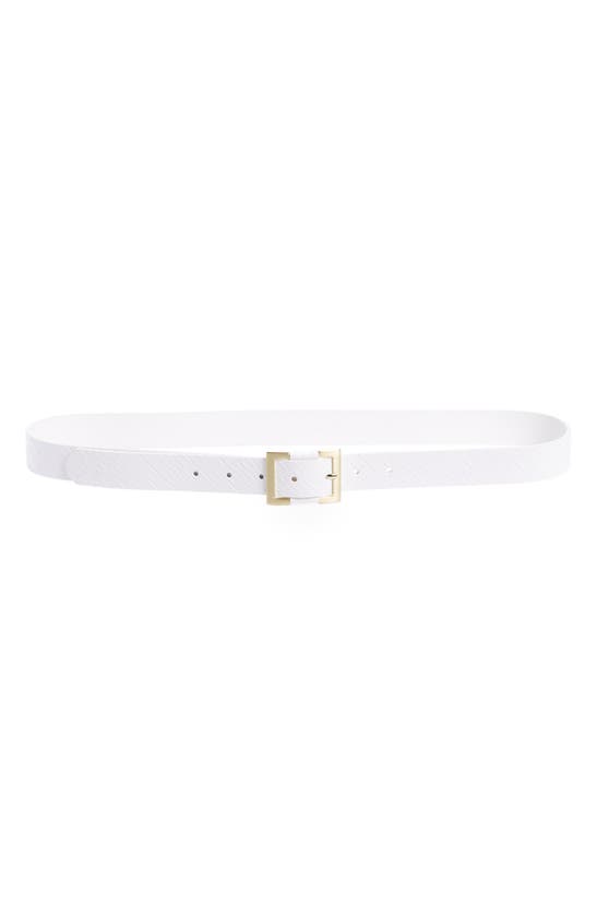 Nordstrom Daphne Covered Buckle Leather Trouser Belt In White