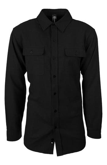 Burnside Yarn Dye Flannel Button-up Shirt In Charcoal