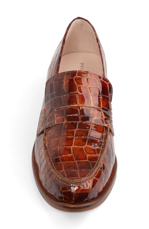Shop Patricia Green Vince Croc Embossed Penny Loafer In Cognac Patent Croc