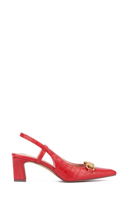New York And Company Ilona Horsebit Slingback Pump In Red Croc