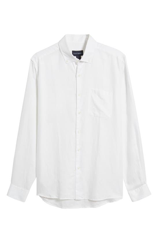 Shop Scott Barber Solid Linen & Lyocell Twill Button-down Shirt In White