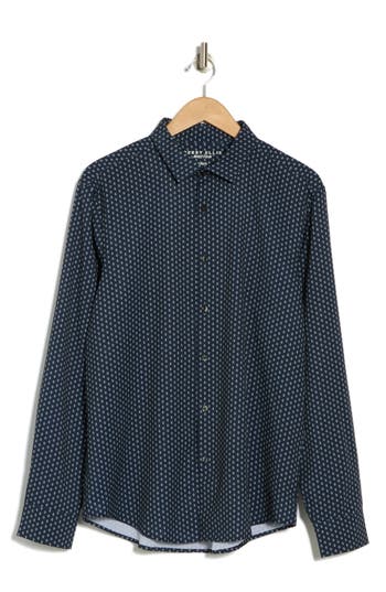 Perry Ellis Clover Button-up Shirt In Dark Sapphire