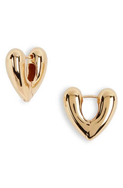 Small Heart Hinge Hoop Earrings in Gold