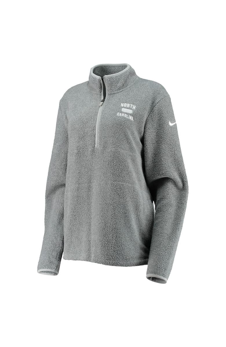 Women's Nike Gray North Carolina Tar Heels Teddy Bear Fleece Half-Zip Jacket