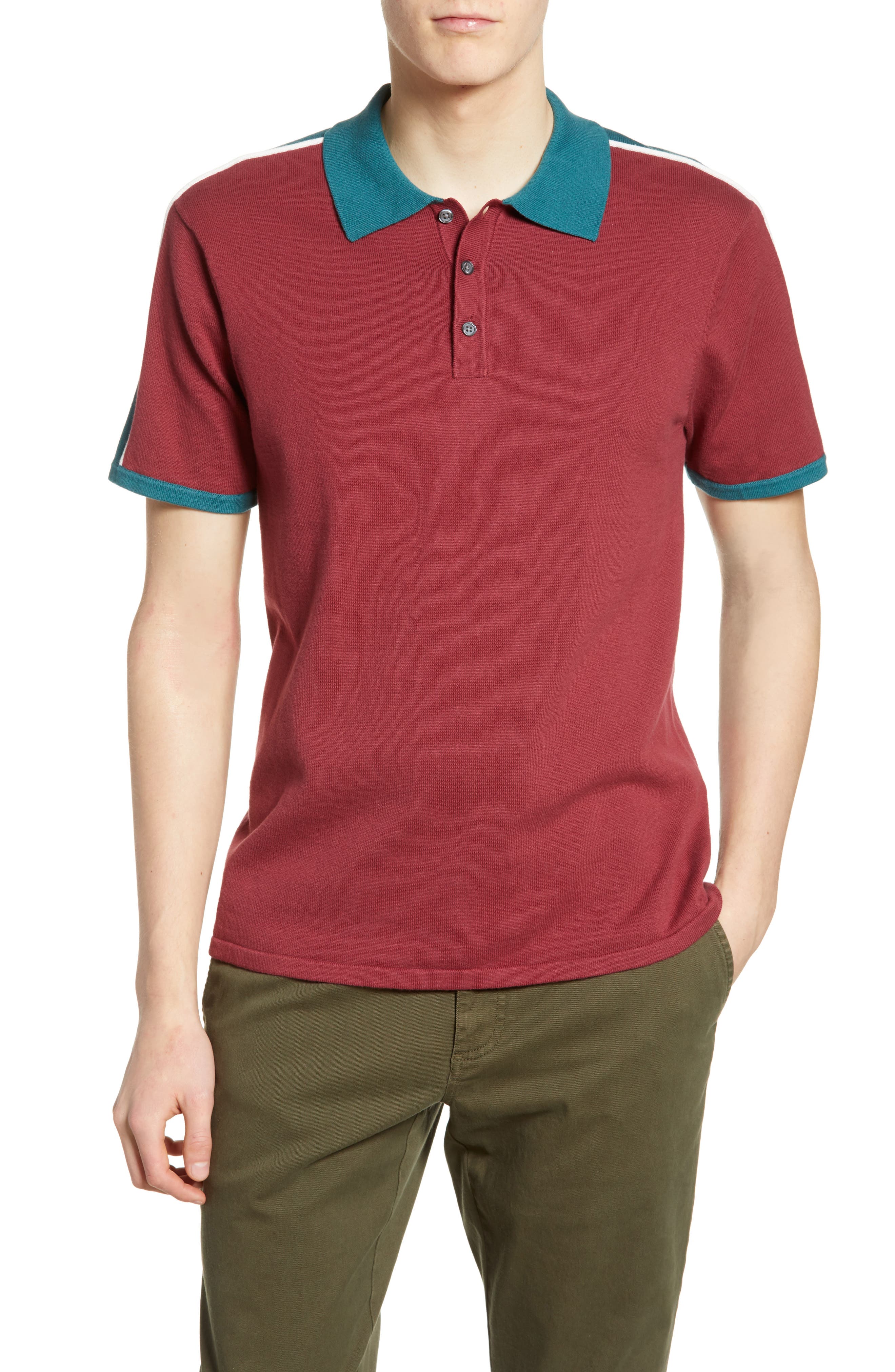 The Rail Colorblock Knit Polo, Red