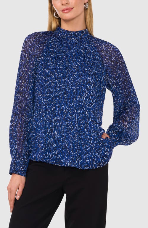 Halogenr Halogen(r) Release Pleat Mock Neck Top In Twilight Blue Print