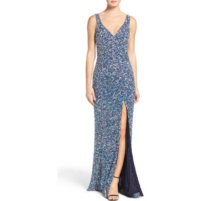 MAC Duggal Sequin Slit Gown