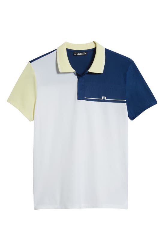 Shop J. Lindeberg Cliff Regular Fit Colorblock Performance Golf Polo In White