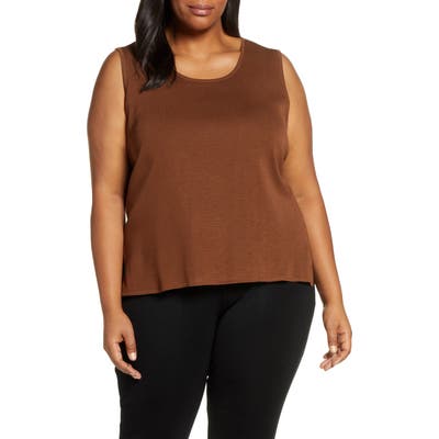 Plus Size Ming Wang Knit Tank, Brown