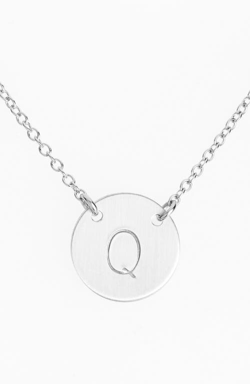 Sterling Silver Initial Disc Necklace in Sterling Silver Q