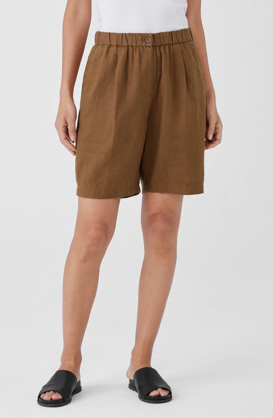 Eileen Fisher Organic Linen Shorts In Bronze
