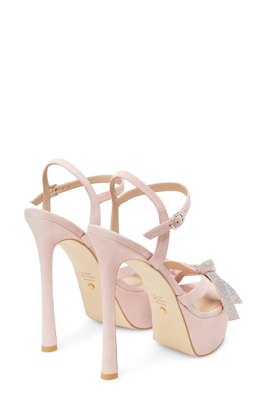 Stuart Weitzman Mega Crystal Bow Platform Sandals In Ballet
