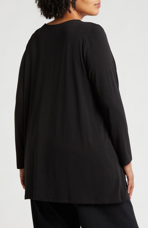 Shop Eileen Fisher Long Sleeve V-neck Tunic Top In Black