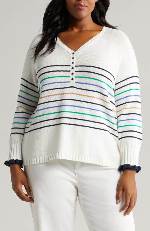 NIC+ZOE Maritime Stripe Sweater in Cream Multi