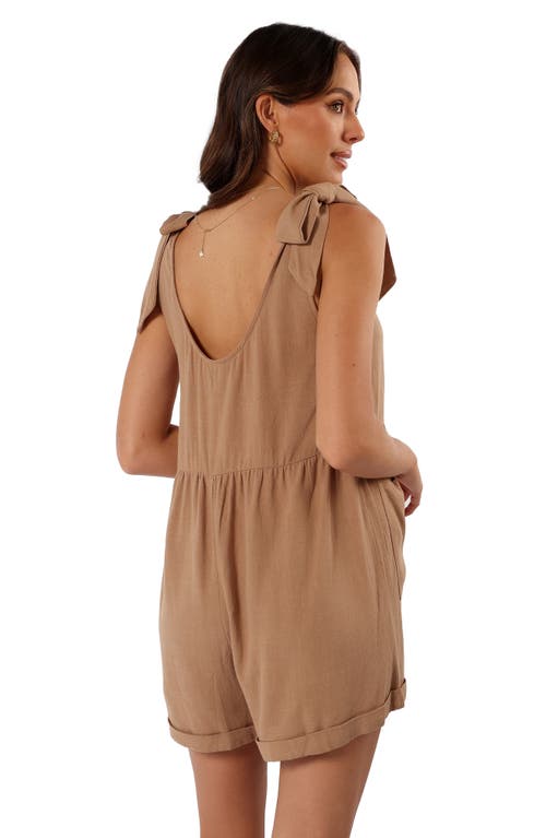 Petal And Pup Petal & Pup Lindy Sleeveless Linen Romper In Brown