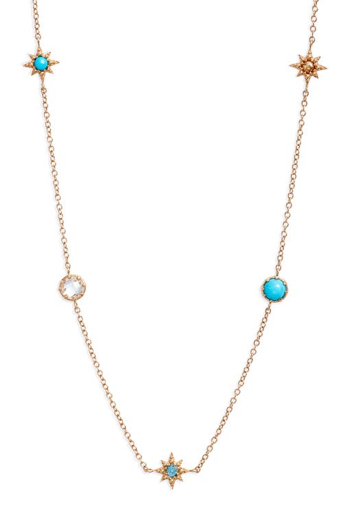 Anzie Topaz & Turquoise Station Necklace in Gold at Nordstrom, Size 18 In