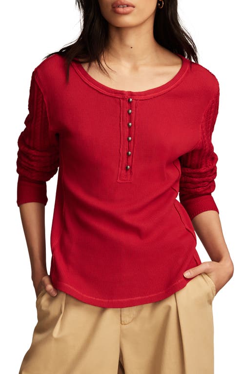Shop Lucky Brand Textured Sleeve Mixed Media Henley In Jester Red