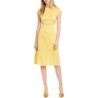 Ted Baker London Leopard Jacquard Dress, (fits like 12 US) - Yellow