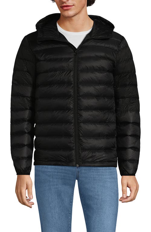 Shop Lands' End Wanderweight Ultralight Packable Hooded Down Jacket In Black