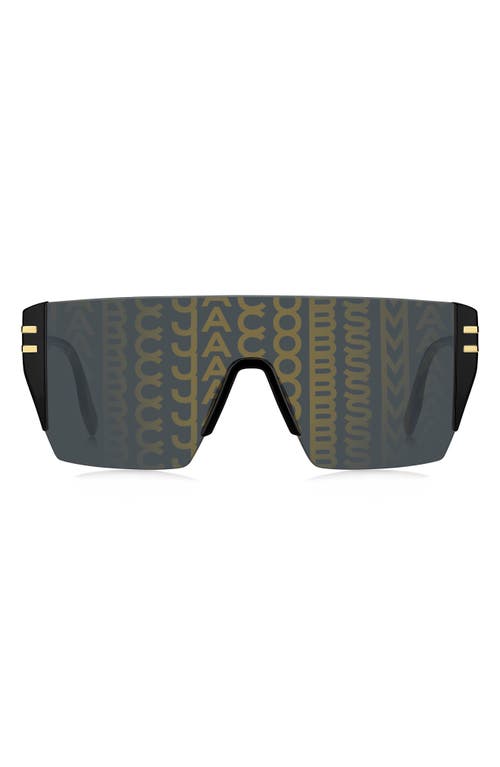 Marc Jacobs 99mm Shield Sunglasses in Gold Pattern Black/Gold Decor at Nordstrom