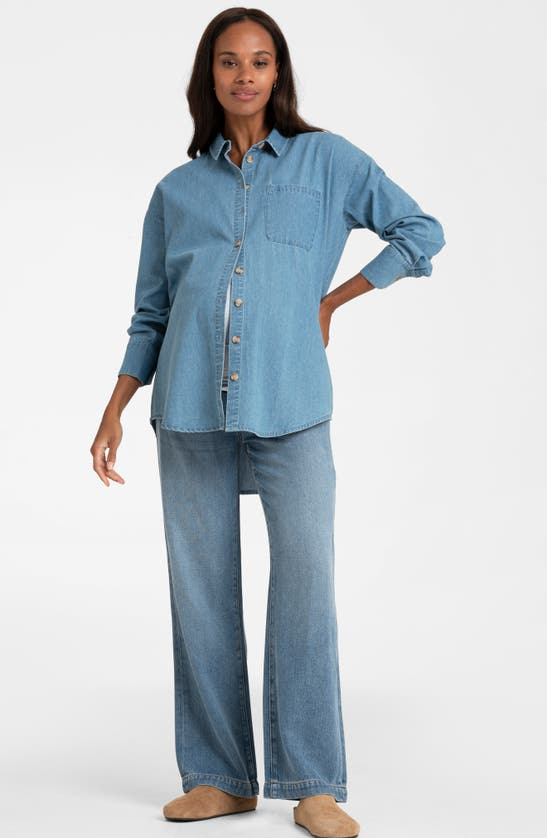 Shop Seraphine Denim Button-up Maternity Shirt