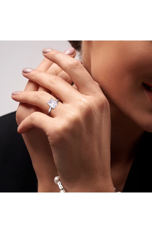 Delmar Emerald Cut Lab-created Moissanite Ring In White