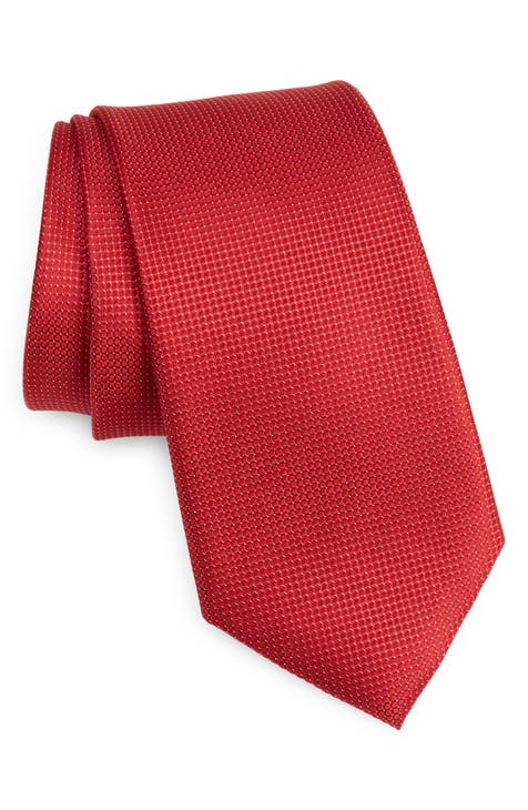 Solid Color Ties - Bright red silk necktie 