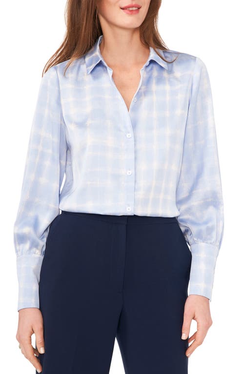 halogen(r) Print Button-Up Shirt Dyed Placid Blue at Nordstrom,