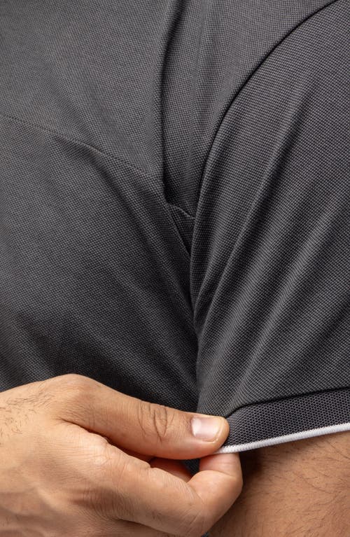 X-ray Men's Short Sleeve Pieced Pique Tipped Polo In Heather Charcoal