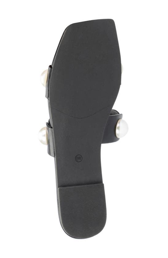 Fashion To Figure Sage Faux Pearl Studded Slide Sandal In Black