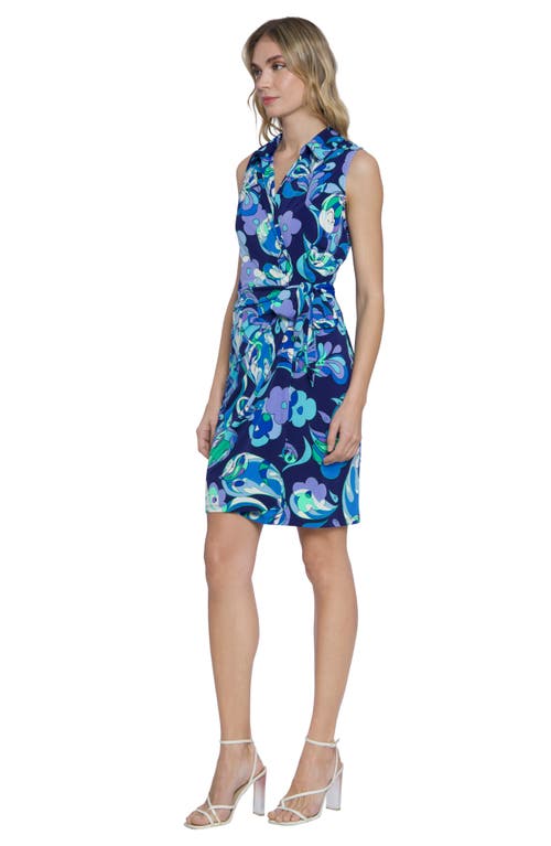Shop Donna Morgan For Maggy Sleeveless Wrap Dress In Navy/light Lilac