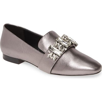 Karl Lagerfeld Paris Nyra Crystal Strap Loafer, Metallic