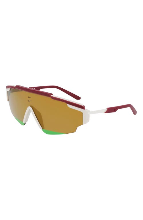 Nike Marquee Edge 64mm Oversize Shield Sunglasses In Night Maroon/bronze Mirror