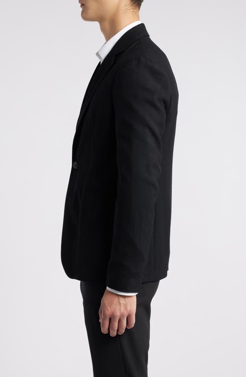 Shop Emporio Armani Textured Black Wool Sport Coat In Solid Black