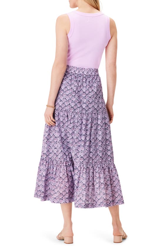 Shop Nic + Zoe Nic+zoe Falling Fans Tiered Cotton Skirt In Purple Multi