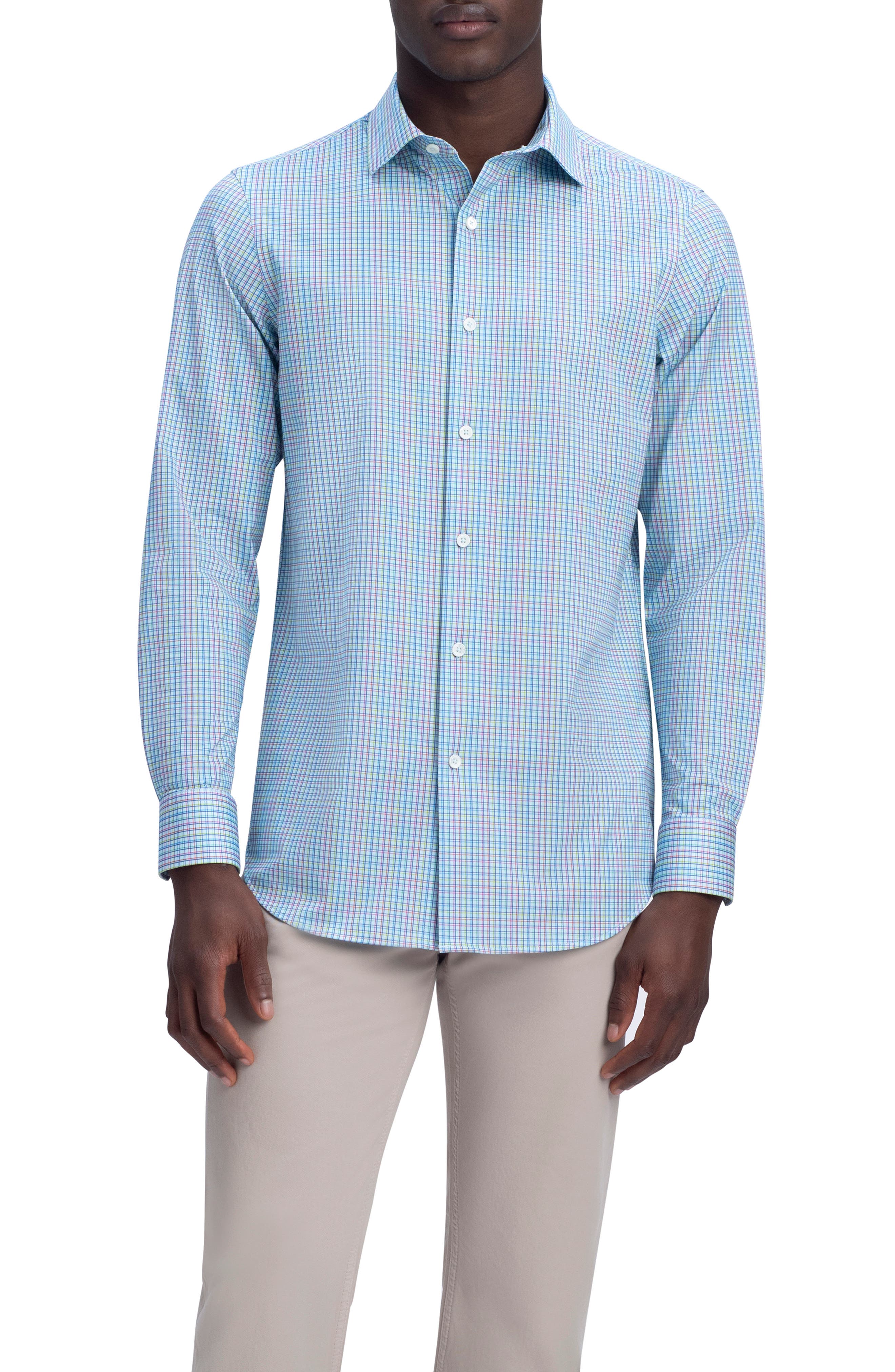 Mens Clothing Shirts Casual shirts and button-up shirts Vince Cotton Houndstooth Windowpane Long Sleeve in Blue for Men 