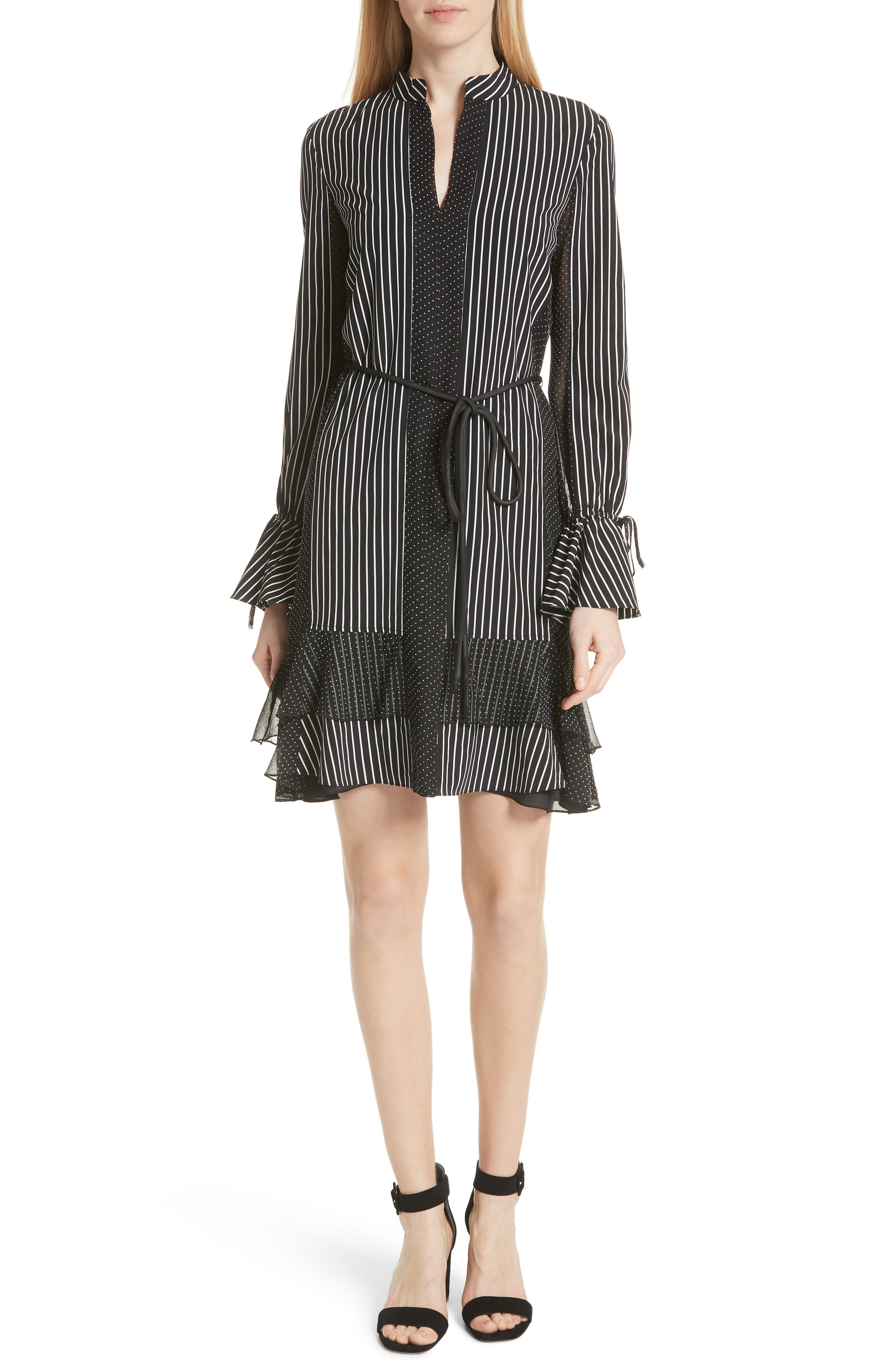 pinstripe shift dress