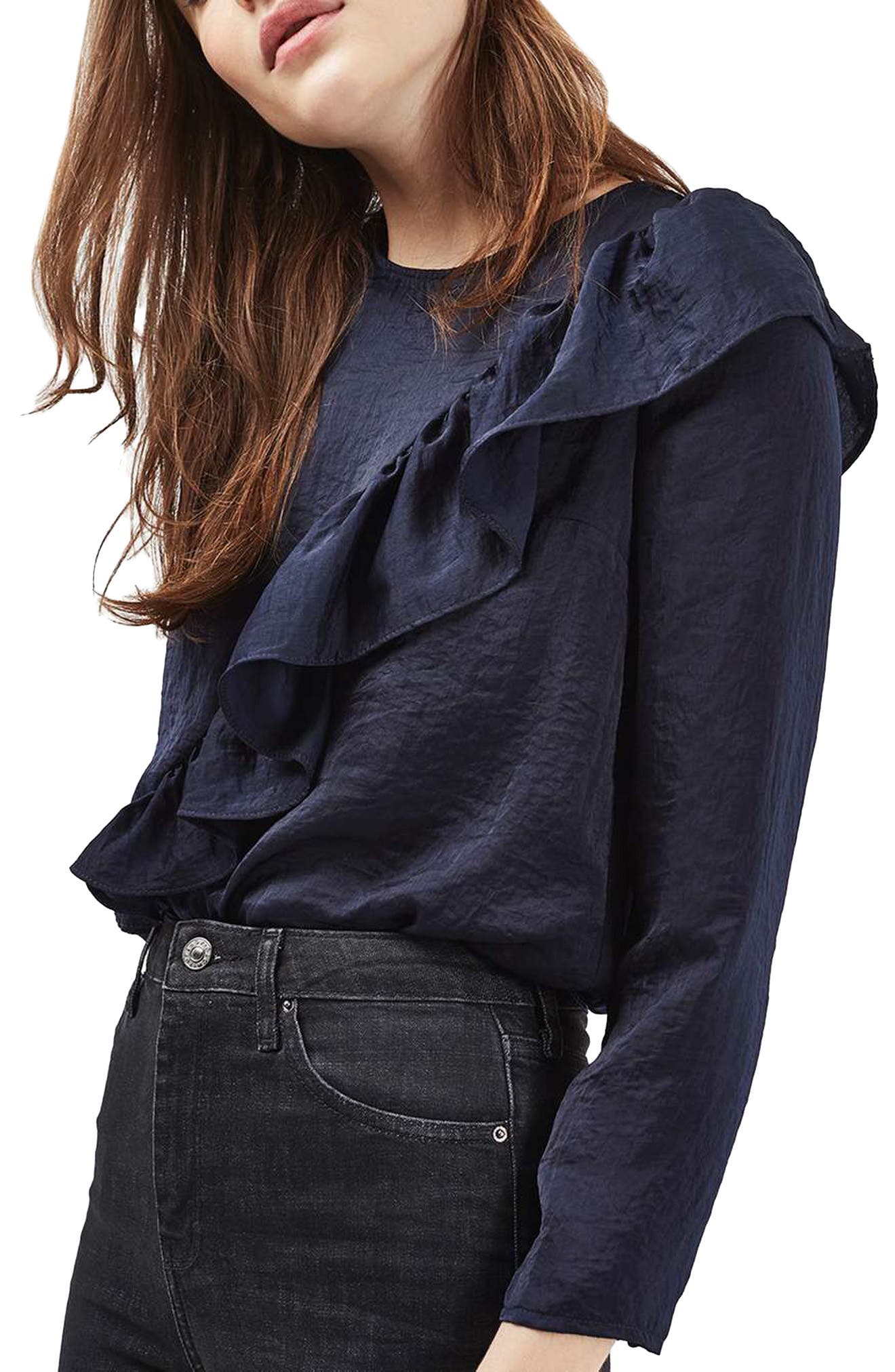 Satin Ruffle Blouse Nordstrom