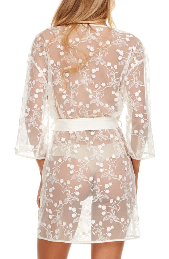 Shop Flora Nikrooz Meg Floral Embroidered Tulle Wrap In Ivory