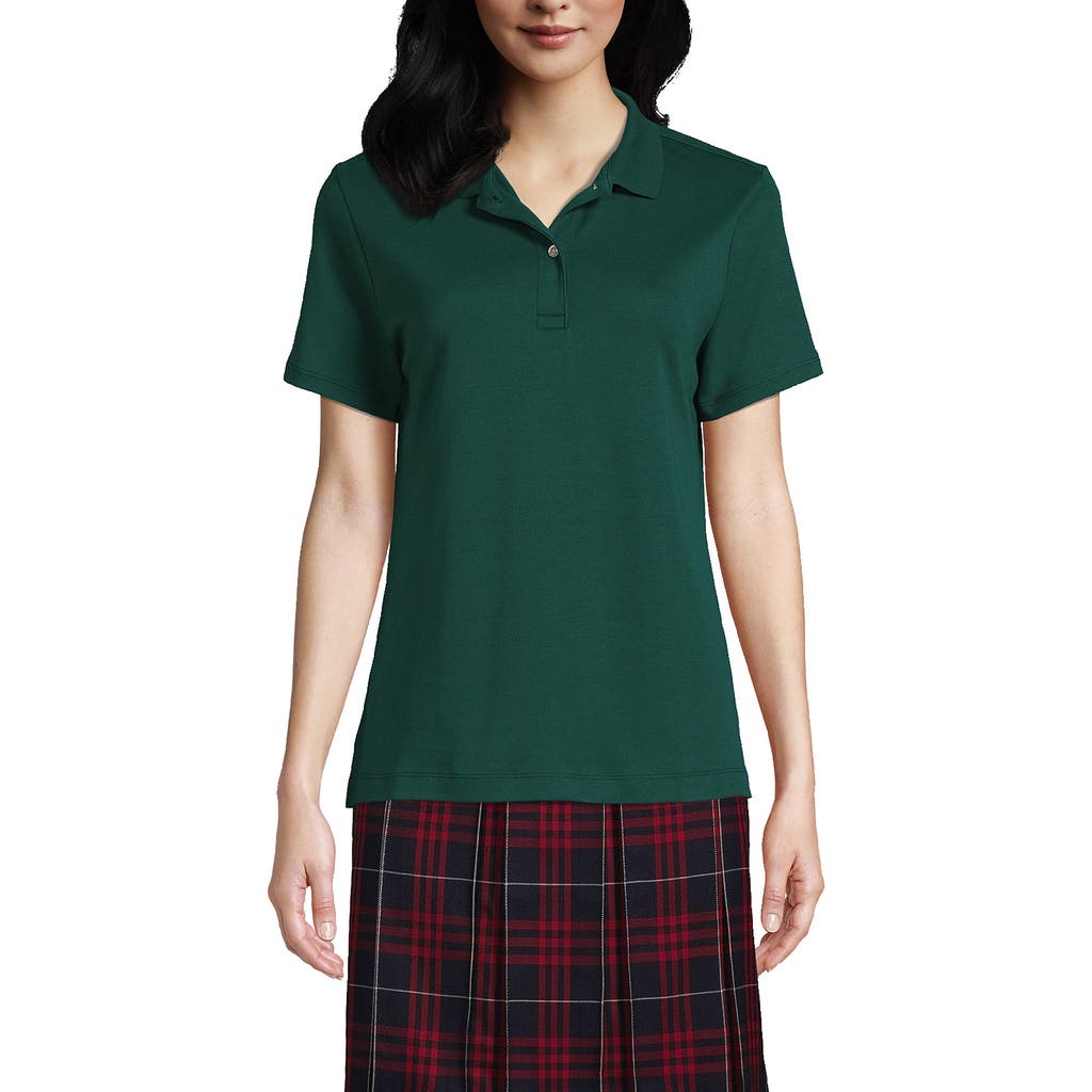 Lands' End School Uniform Short Sleeve Feminine Fit Interlock Polo Shirt In Evergreen
