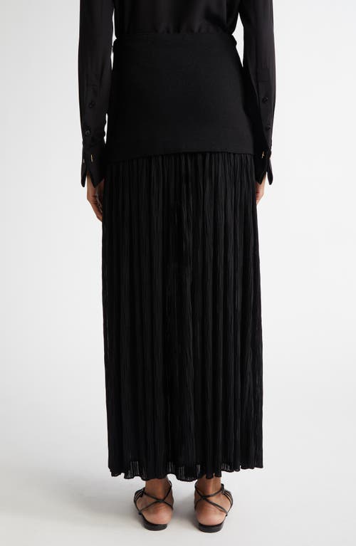 Proenza Schouler Paige Pleated Crepon And Stretch-knit Maxi Skirt In Black