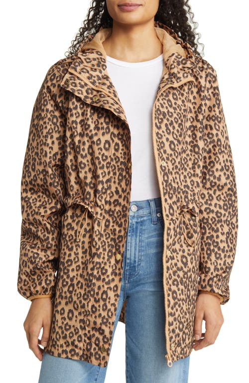 Joules Brookside Animal Print Packable Waterproof Raincoat in Ikat Leopard