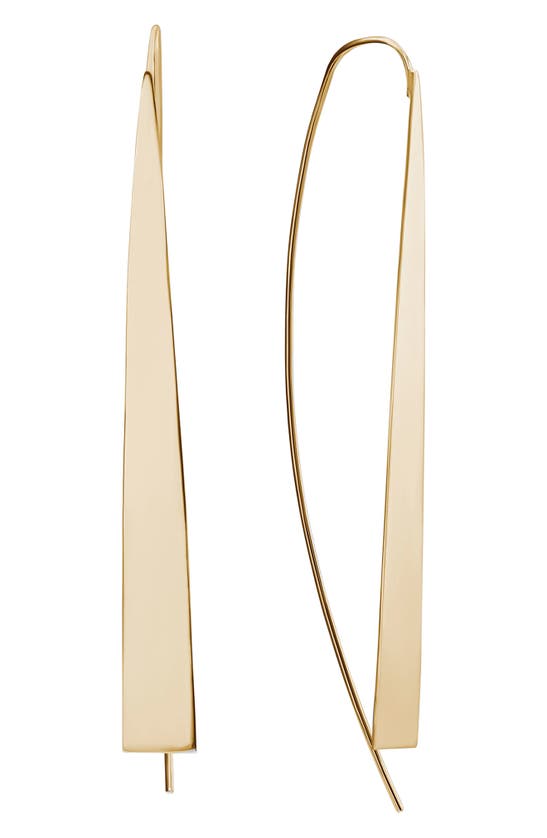 Shop Lana Large Narrow Flat Threader Earrings In Yellow Gold