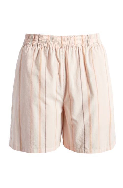 BP. Stripe Cotton Shorts in Pink Cream Stripe